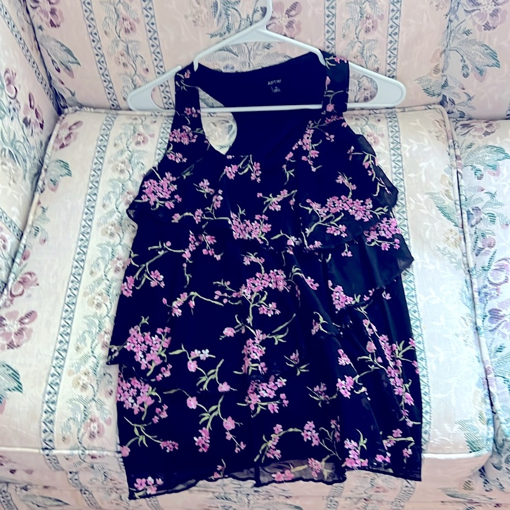 Apt  9 Ruffle Tank. Good for work or with jeans and a sweater to run errands…